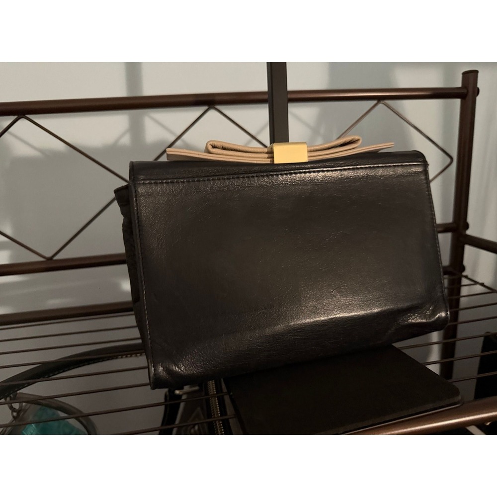 See by Chole Leather Bow clutch in Black with Tan Bow